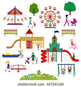 Amusement Park Playground Vector Illustrationchildren Play Stock Vector ...