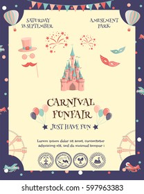 Amusement park poster. Vector illustration.