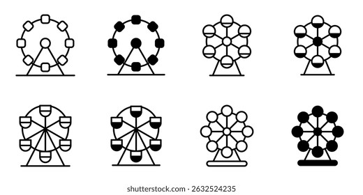 Amusement Park, recreation icon set