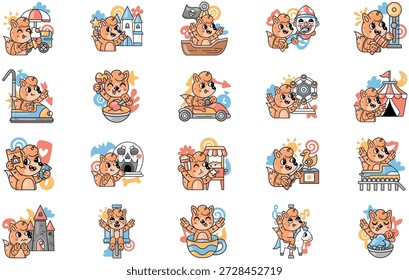 Parque de Atracciones Rides Ilustraciones Ilustración vectorial. Plantilla de diseño de símbolos de ilustración para elemento de interfaz de usuario móvil de Web.