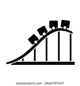 Amusement park roller coaster icon isolated on white background.