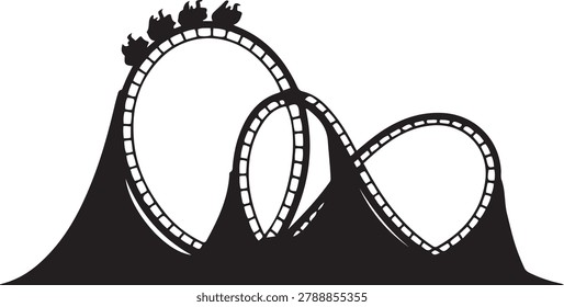 amusement park roller coaster icon. logo Vector Black silhouettes
