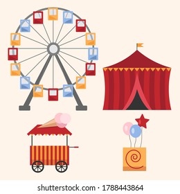 Amusement Park set elements vector