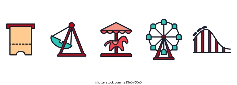 Amusement Park set icon symbol template for graphic and web design collection logo vector illustration