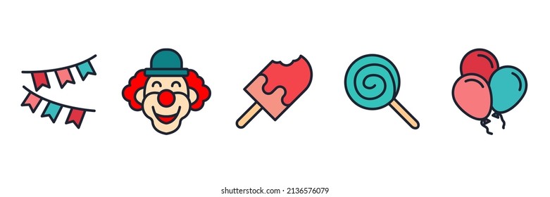 Amusement Park set icon symbol template for graphic and web design collection logo vector illustration