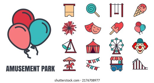 Amusement Park set icon symbol template for graphic and web design collection logo vector illustration