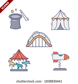 amusement park set vector illustration icon