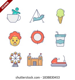 amusement park set vector illustration icon