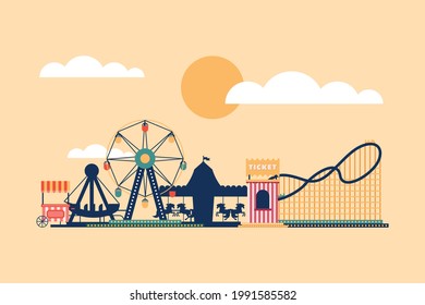 amusement park sideview scene icons