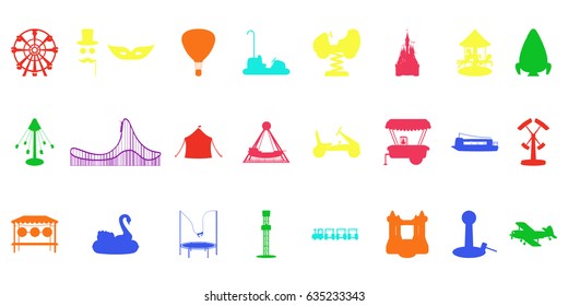 Amusement park silhouette rides.  Vector illustration.