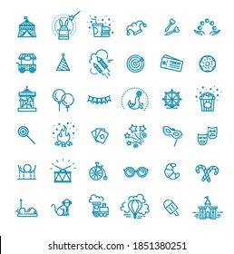 Amusement park sings set. Thin line art icons. Linear style.