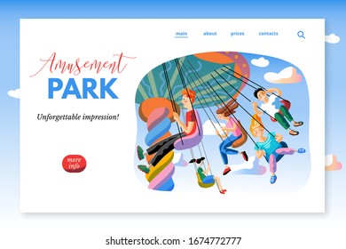 Amusement Park Sitepage Template Kids On Stock Vector (Royalty Free