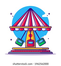 Amusement Park Spinning Swing Vector Cartoon Illustration. Amusement Park Icon Concept White Isolated. Flat Cartoon Style Suitable for Web Landing Page, Banner, Sticker, and Background