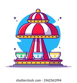 Amusement Park Spinning Tea Cup Vector Cartoon Illustration. Amusement Park Icon Concept White Isolated. Flat Cartoon Style Suitable for Web Landing Page, Banner, Sticker, and Background