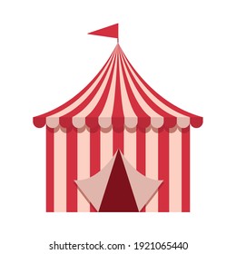 Amusement Park Tent With Flag Carnival Flat Design Vector Illustration