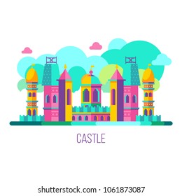 Amusement Park, theme Park, water Park. A large set of carousel icons, water slides, fun on vacation and weekends for the whole family. Vector illustration.