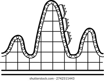 amusement park thrill ride concept, high speed coaster track vector icon design, railroad track stock illustration