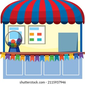 Amusement Park Ticket Booth Isolated Illustration