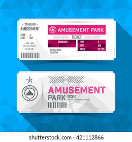 Amusement park Ticket Card. Vintage Element Design. Vector illustration.