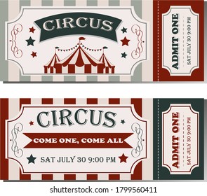 Amusement Park Ticket. Family Park Attractions Admission Tickets, Fun Festival Vintage Event Receipt. Fair Raffle Coupons. Summer Poster For Child Invitation Carousel Or Theater Set