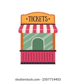 Amusement park ticket office isolate on white background. Vector graphics.