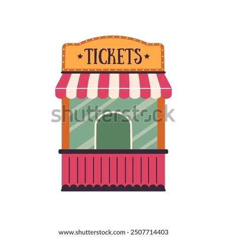Amusement park ticket office isolate on white background. Vector graphics.