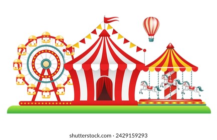 Amusement park. Vector 3d illustration.