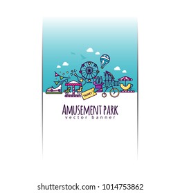 Amusement park vector banner template for your design