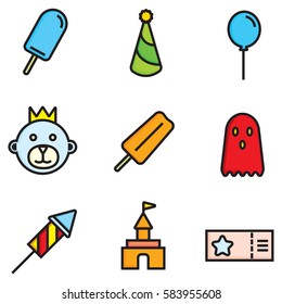 amusement park vector flat icons set, illustration EPS10