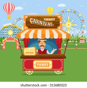 Amusement park. Vector flat illustration