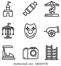 amusement park vector icons set, illustration EPS10