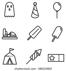 amusement park vector icons set, illustration EPS10

