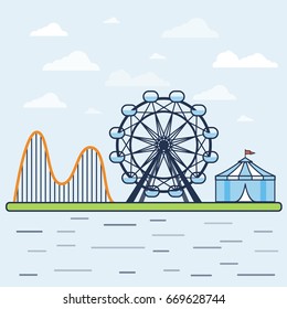 Amusement Park Vector Illustration Stock Vector (Royalty Free ...