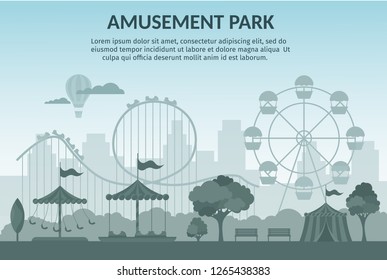 Amusement park vector illustration cartoon flat