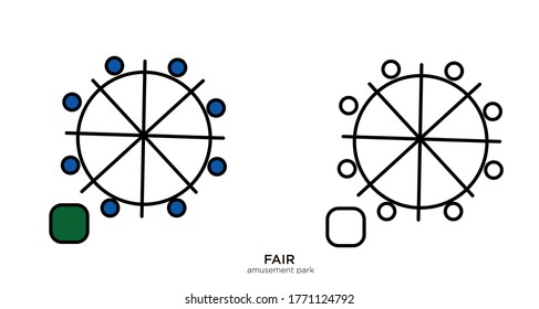 Amusement park vector illustration lineal color and filled design