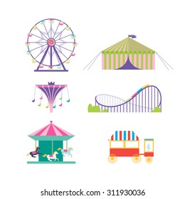 Amusement park vector set