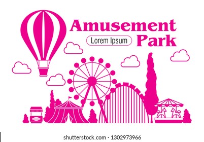 Amusement Park - vector silhouette background