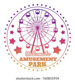 Amusement park welcome emblem logo isolated on white. Vector illustration