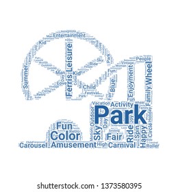 amusement park word cloud. tag cloud about amusement park