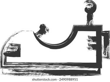 Amusement park-related brush-drawn single illustration go-kart