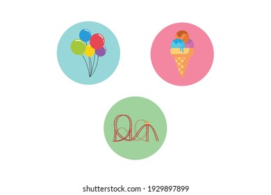 Amusement Parks Balloons Fill Icon Bundle
