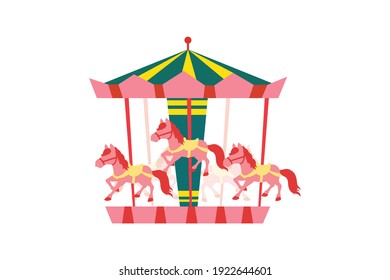 Amusement Parks Carousel Vector Icon