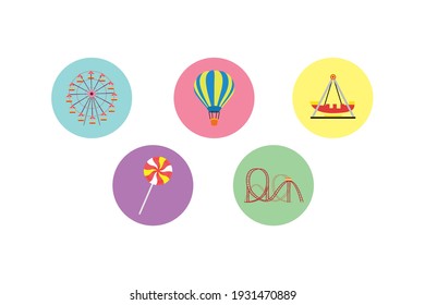 Amusement Parks Lollipop Fill Icon Bundle