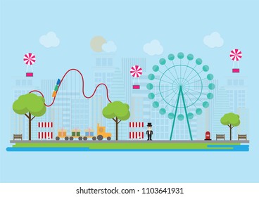 Amusement park,vector illustration.