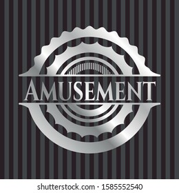 Amusement silver emblem or badge. Vector Illustration. Mosaic.