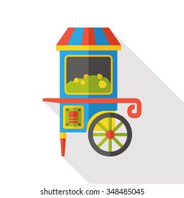 amusement snack cart stand flat icon