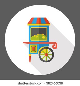 amusement snack cart stand flat icon