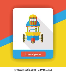 amusement snack cart stand flat icon