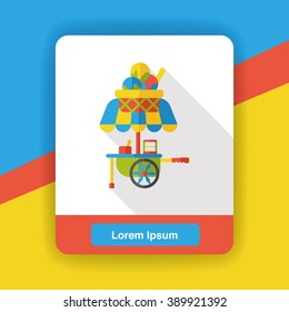 amusement snack cart stand flat icon