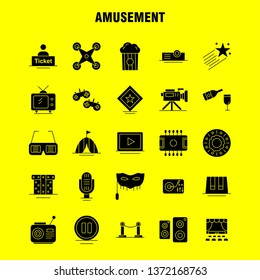 Amusement Solid Glyph Icon for Web, Print and Mobile UX/UI Kit. Such as: Ticket, Sale, Mane, Cinema, Drone, Camera, Video, Media, Pictogram Pack. - Vector